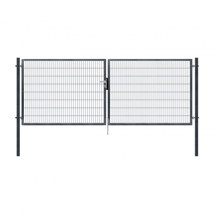 Dvoukřídlá brána PILOFOR® SUPER poplastovaná (Zn + PVC) - antracit, rozměr 4090 × 1580 mm